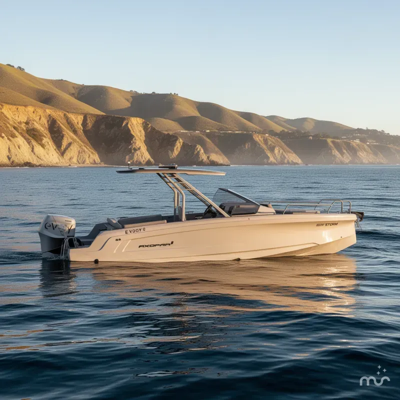Slide: The Image of Axopar AX/E 25 High-Performance Electric Boat with EVOY® STORM engines 2025 - 2