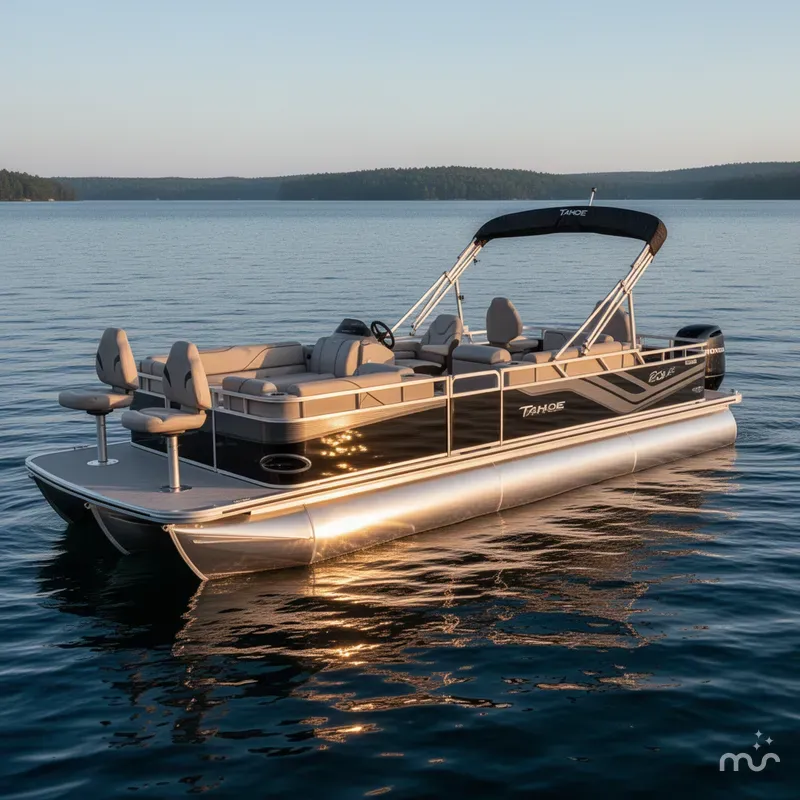 Slide: The Image of Tahoe Sport 23' Fish & Cruise Pontoon & Honda 4-Stroke E 2025 - 2