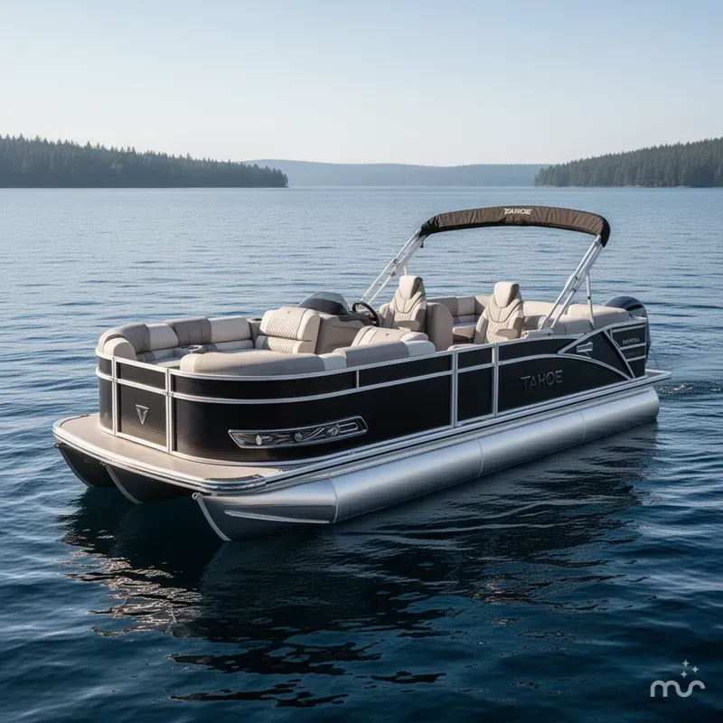 Slide: The Image of Tahoe Cascade 2385 Quad Lounge Tritoon & Honda 4-Stroke 2025 - 0