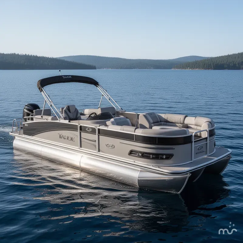Slide: The Image of Tahoe Cascade 2385 Quad Lounge Shift Flip Tritoon & Hond 2025 - 0