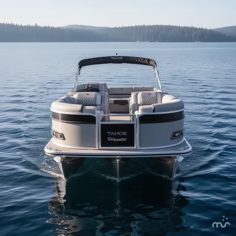 Slide: The Image of Tahoe Cascade 2385 Quad Lounge Shift Flip Tritoon & Hond 2025 - 1