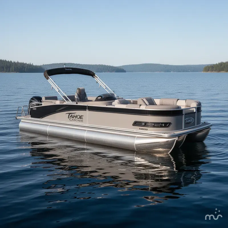 Slide: The Image of Tahoe Cascade 2385 Quad Lounge Shift Flip Tritoon & Hond 2025 - 2