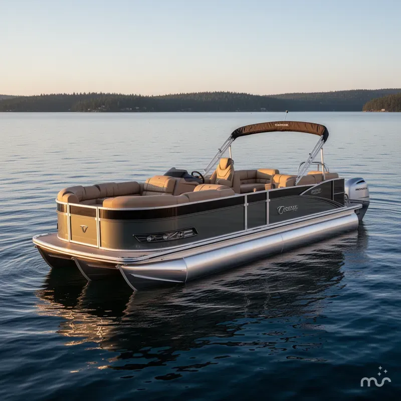 Slide: The Image of Tahoe Cascade 2385 Quad Lounge Tritoon & Honda 4-Stroke 2025 - 0