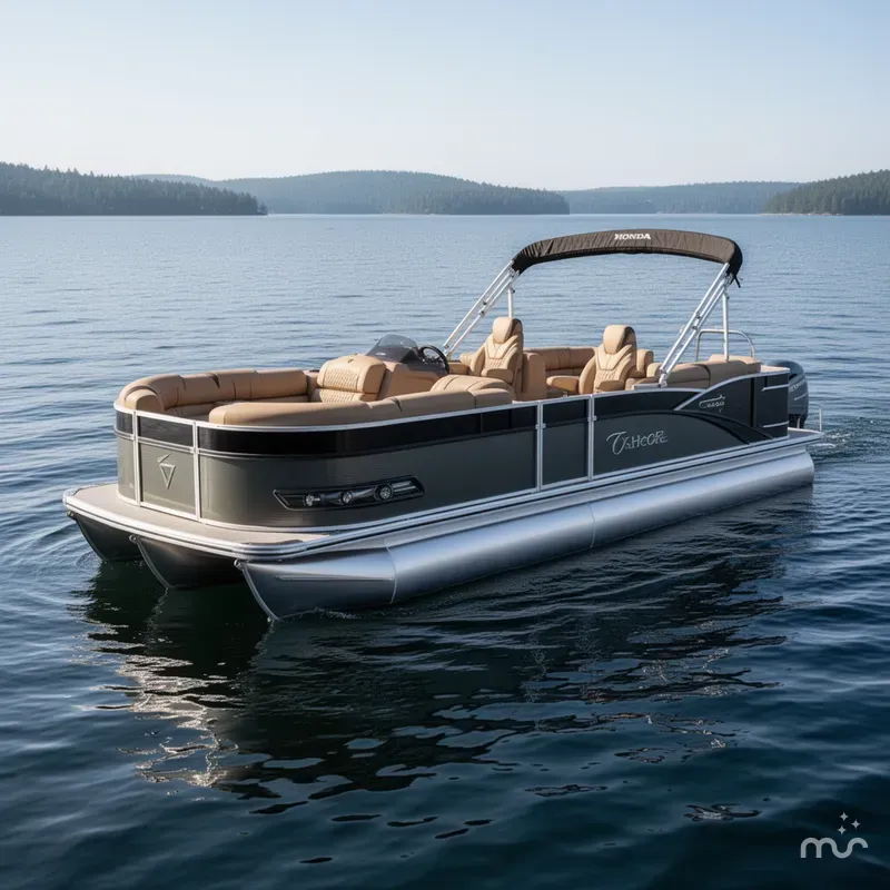 Slide: The Image of Tahoe Cascade 2385 Quad Lounge Tritoon & Honda 4-Stroke 2025 - 1