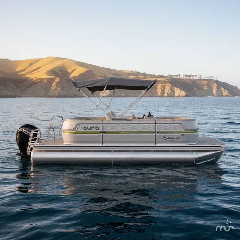 Slide: The Image of Avalon Aura Quad Lounge Tri-Toon w/ 150HP Mercury! 2025 - 0