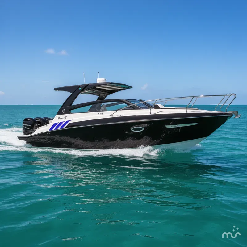 Slide: The Image of Hanover 305 Outboard Black & White T-Top Edition 2025 - 0