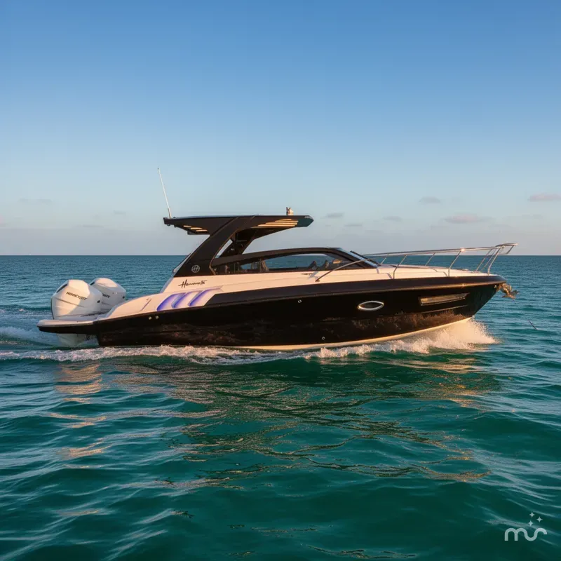 Slide: The Image of Hanover 305 Outboard Black & White T-Top Edition 2025 - 2