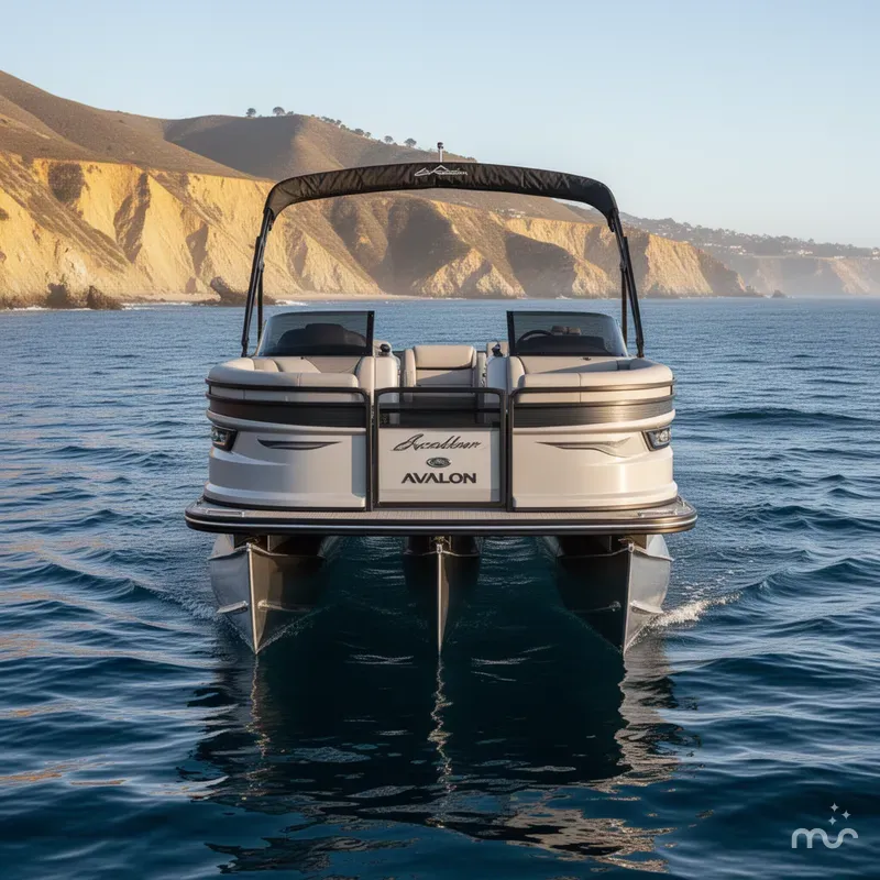 Slide: The Image of Avalon Excalibur CARBON SERIES Quad lounge Windshield w/ Twin 400HP & JOYSTICK CONTROLS! 2025 - 2