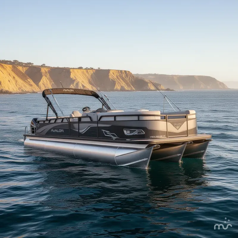 Slide: The Image of Avalon 23' Venture Quad lounge 85 with 150HP Mercury 2025 - 1