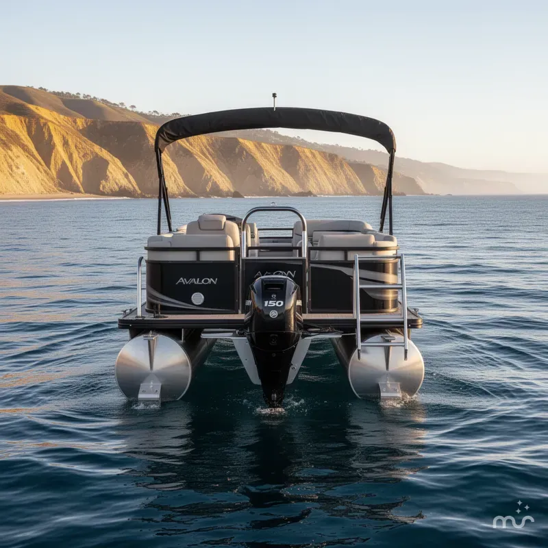 Slide: The Image of Avalon 23' Venture Quad lounge 85 with 150HP Mercury 2025 - 2