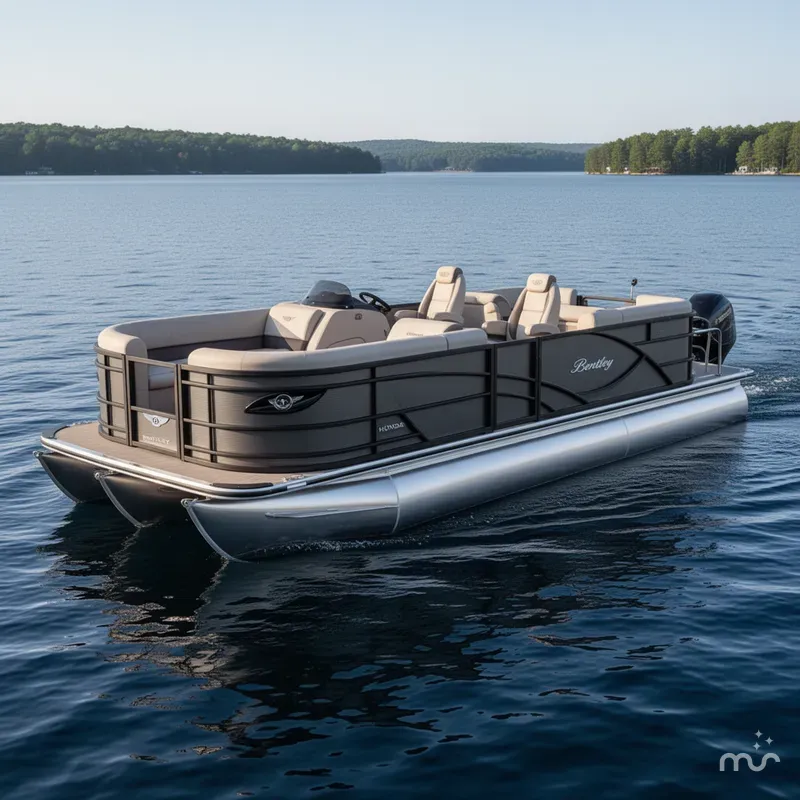 Slide: The Image of Bentley Pontoons Legacy 223 Navigator Quad Lounge Tritoon & Honda 4 2025 - 0