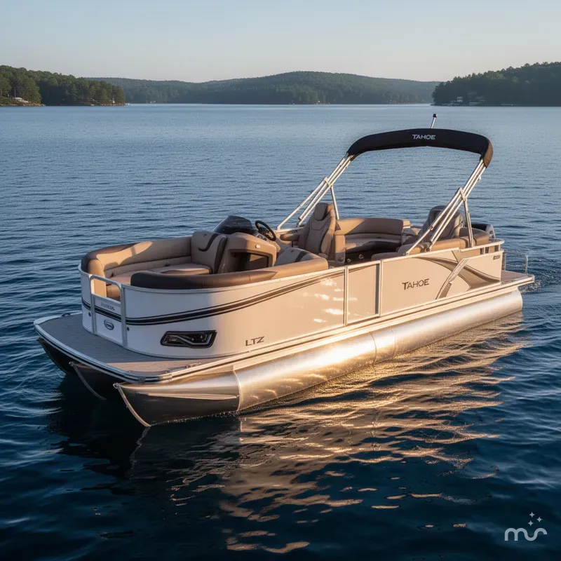 Slide: The Image of Tahoe LTZ 2385 Quad Lounge Tritoon & Honda 4-Stroke EFI 2025 - 2