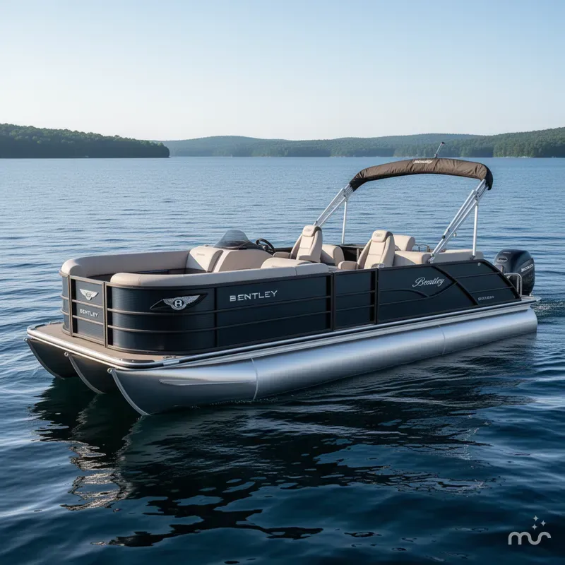 Slide: The Image of Bentley Pontoons Legacy 223 Quad Swingback (QSB) Tritoon & Honda 4- 2025 - 0