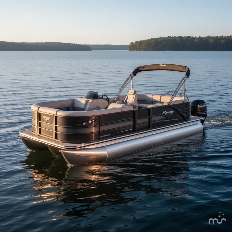 Slide: The Image of Bentley Pontoons Legacy 200 Navigator Quad Lounge & Honda 4-Stroke 2025 - 2