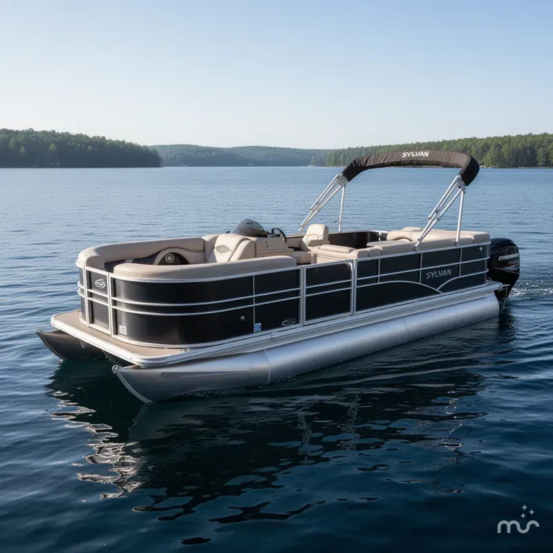 Slide: The Image of Sylvan 820 Cruise Pontoon & Evinrude E-Tech 2014 - 0