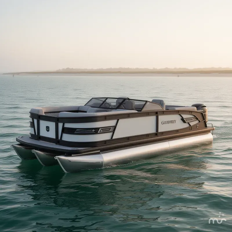 Slide: The Image of Godfrey Aquapatio 23' Split Bench Windshield Tritoon - 235 SBW 2025 - 0