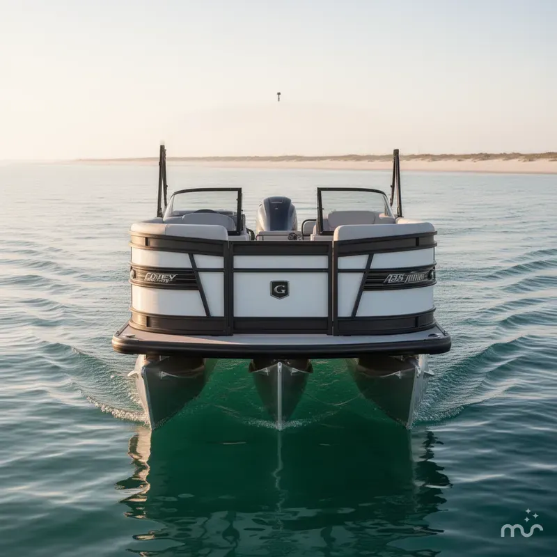 Slide: The Image of Godfrey Aquapatio 23' Split Bench Windshield Tritoon - 235 SBW 2025 - 2