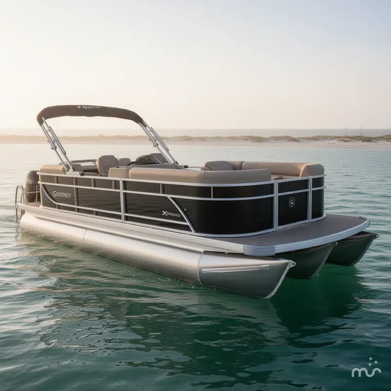 Slide: The Image of Godfrey Sweetwater Xperience 22' Split Bench Tritoon - 2286 SBX 2025 - 0