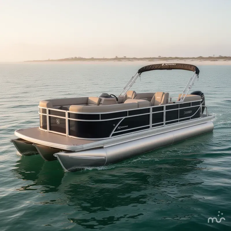 Slide: The Image of Godfrey Sweetwater Xperience 22' Split Bench Tritoon - 2286 SBX 2025 - 1