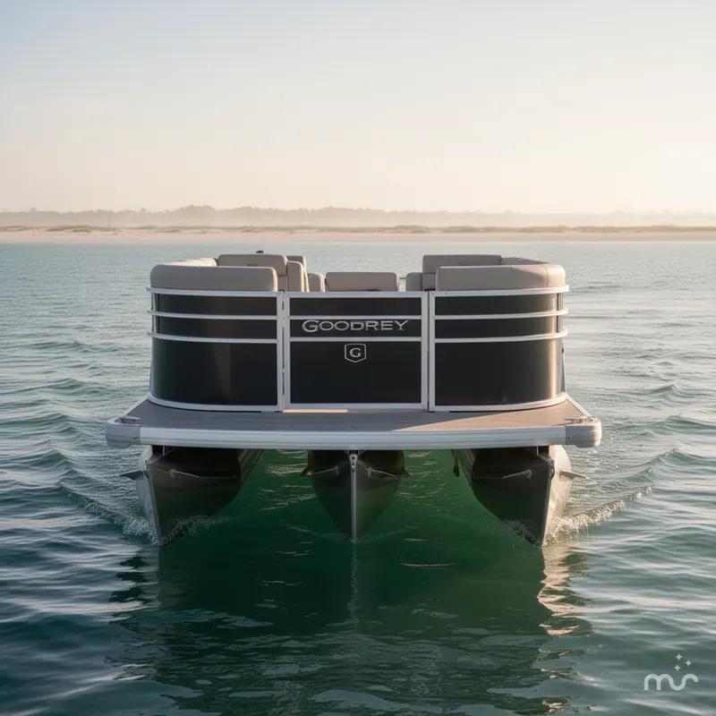 Slide: The Image of Godfrey Sweetwater Xperience 22' Split Bench Tritoon - 2286 SBX 2025 - 2