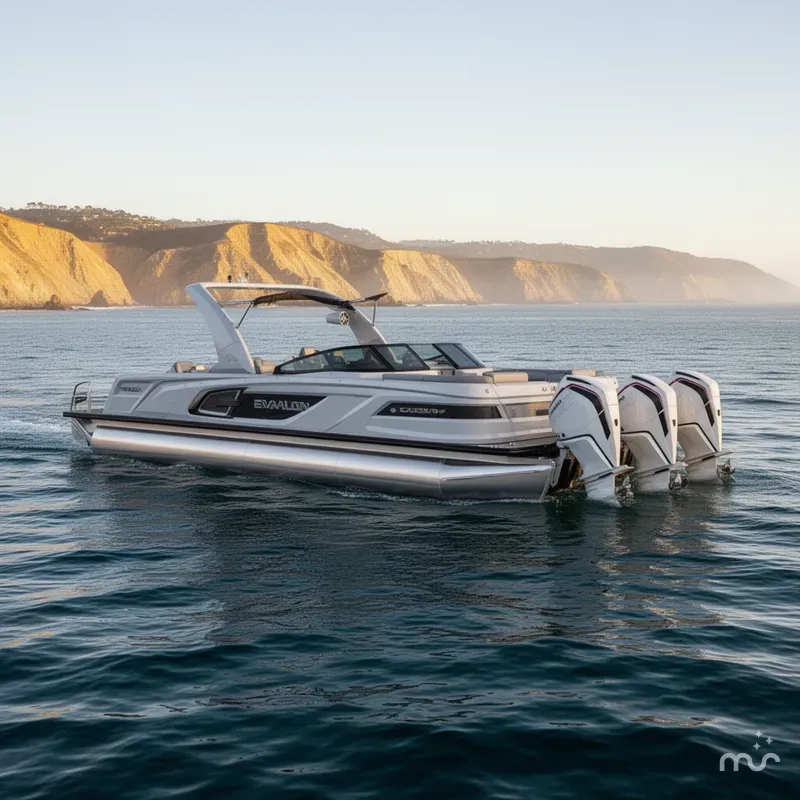 Slide: The Image of Avalon Carbon Series Excalibur - 27 FT Elite Windshield w/ Twin 500HP Mercury's w/ JOYSTICK CONTROLS!! 2025 - 0