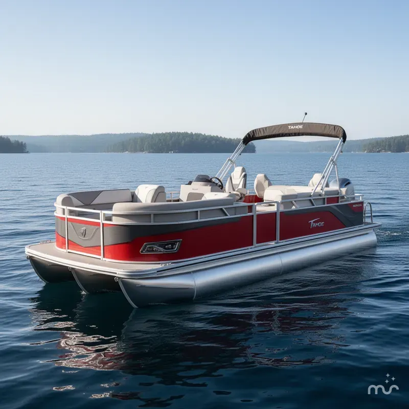 Slide: The Image of Tahoe Sport 2385 Rear Fish Pontoon & Honda 4-Stroke EFI 2025 - 0