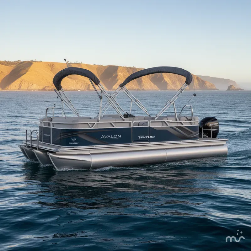 Slide: The Image of Avalon Venture 21 FT Quad Lounger w/ 150HP Mercury! 2025 - 0
