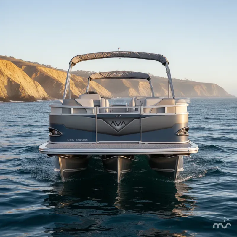 Slide: The Image of Avalon Venture 21 FT Quad Lounger w/ 150HP Mercury! 2025 - 2