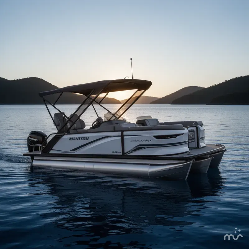 Slide: The Image of Manitou 22 Explore MAX Deck Navigator With 150hp Rotax Stealth Motor 2025 - 0