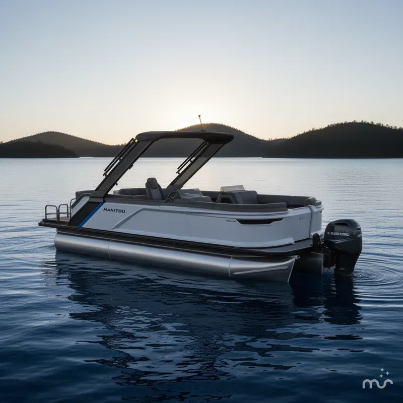 Slide: The Image of Manitou 22 Explore MAX Deck Navigator With 150hp Rotax Stealth Motor 2025 - 1