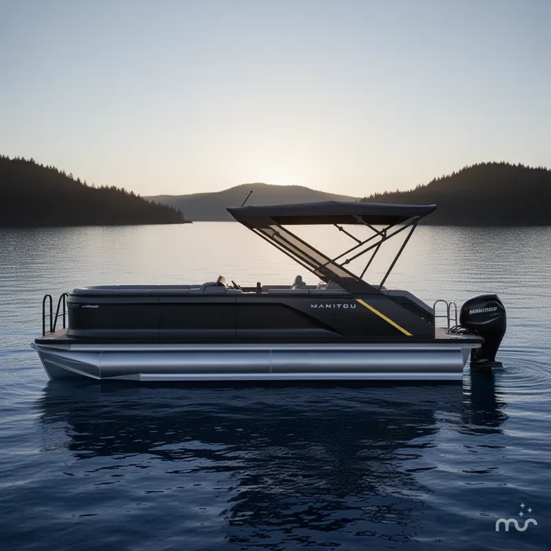 Slide: The Image of Manitou 24' Explore MAX Deck Navigator With 150hp Rotax Stealth Motor 2025 - 1