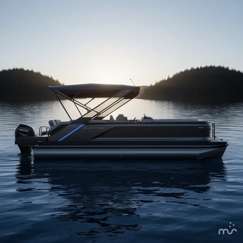 Slide: The Image of Manitou 24' Explore MAX Deck Navigator With 150hp Rotax Stealth Motor 2025 - 0