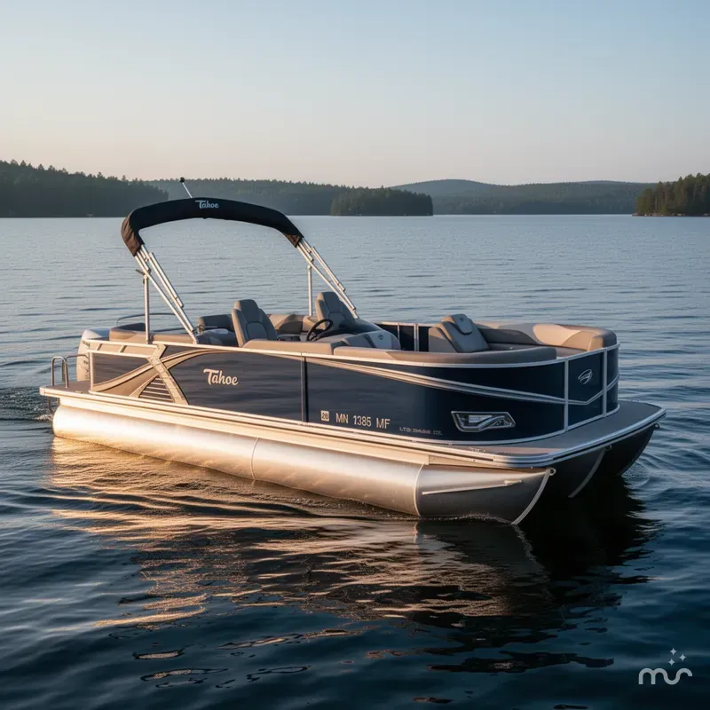 Slide: The Image of Tahoe LTZ 2385 Quad Lounge Tritoon Pontoon & Honda 4-Str 2022 - 2