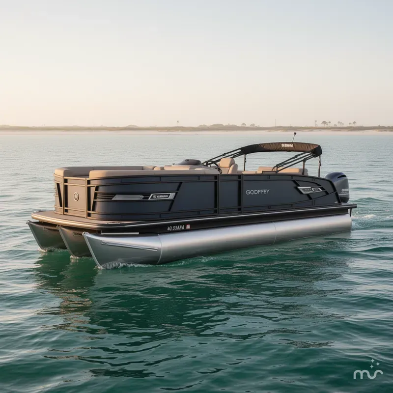 Slide: The Image of Godfrey Aqua Patio 255 CBE - 300 HP Yamaha 2025 - 0