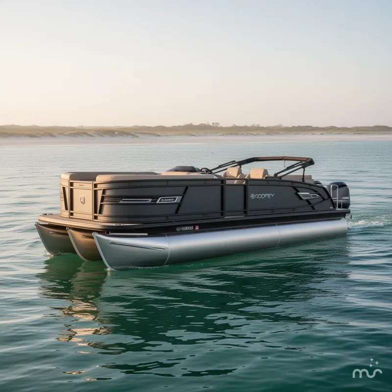 Slide: The Image of Godfrey Aqua Patio 255 CBE - 300 HP Yamaha 2025 - 2