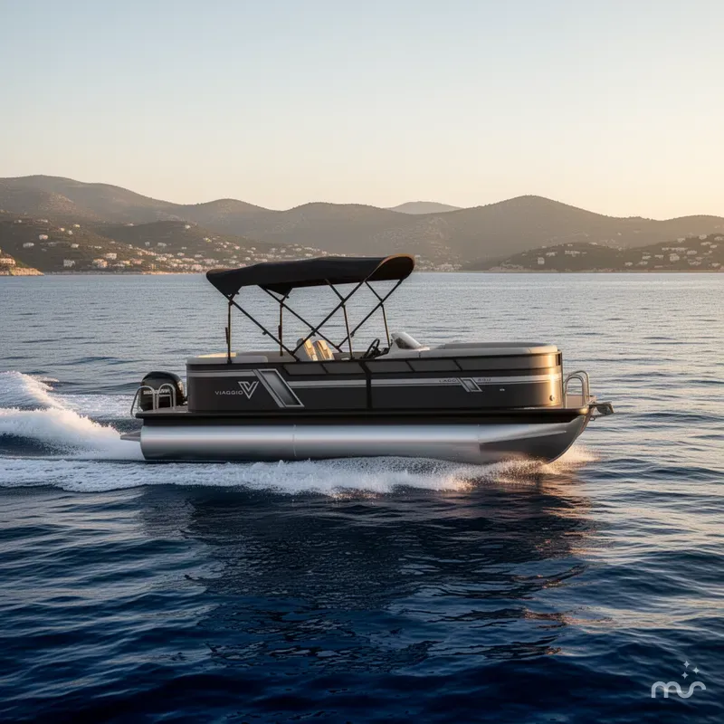Slide: The Image of Viaggio Lago 20U Sport Toon TT w/Suzuki 115HP - 4-Stroke Engine and MMT Trailer 2022 - 4