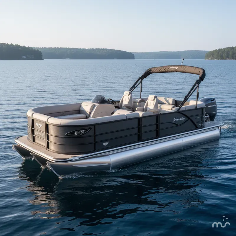 Slide: The Image of Bentley Pontoons Legacy 220 Navigator Quad Lounge & Honda 4-Stroke 2025 - 0