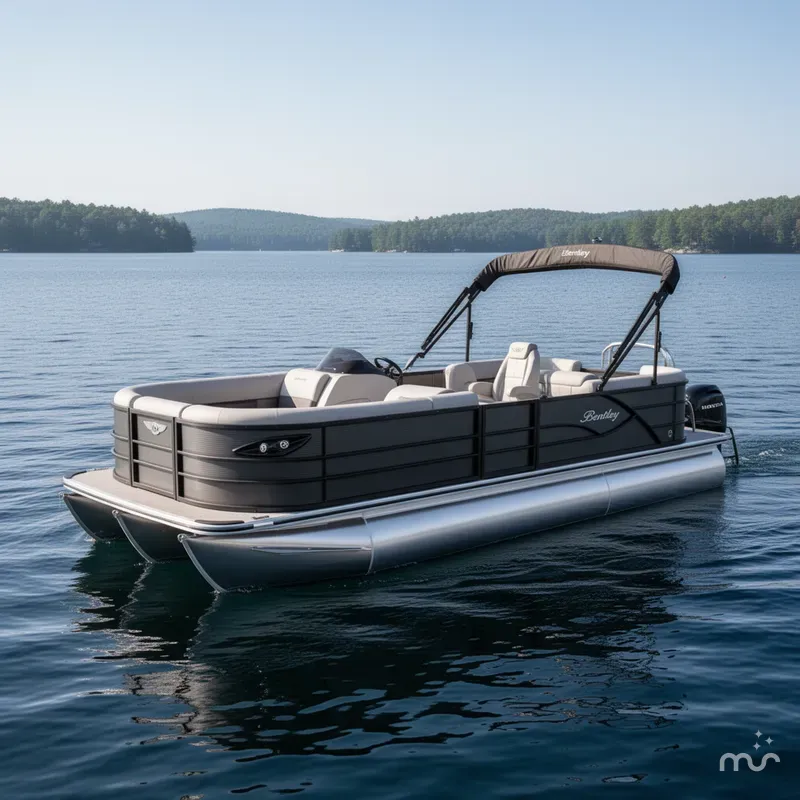Slide: The Image of Bentley Pontoons Legacy 220 Navigator Quad Lounge & Honda 4-Stroke 2025 - 2