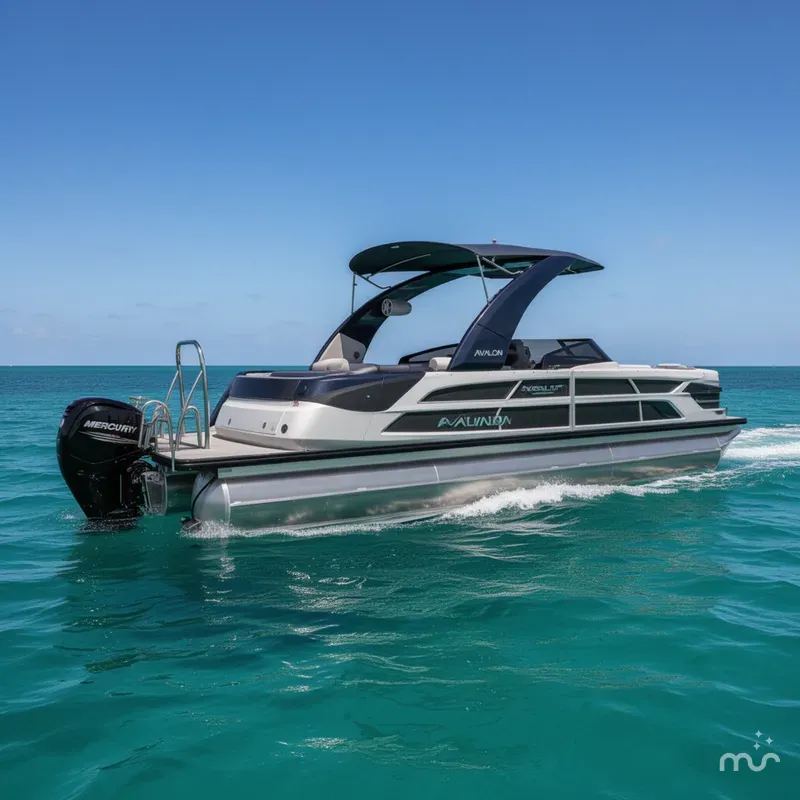 Slide: The Image of Avalon 2785 Excalibur Carbon Series, Windshield Elite, Tri Toon, High Performanc, Mercury 400 V-10 Verado 2025 - 0