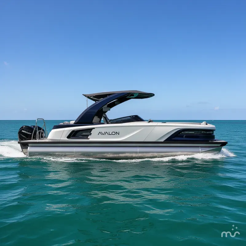 Slide: The Image of Avalon 2785 Excalibur Carbon Series, Windshield Elite, Tri Toon, High Performanc, Mercury 400 V-10 Verado 2025 - 1