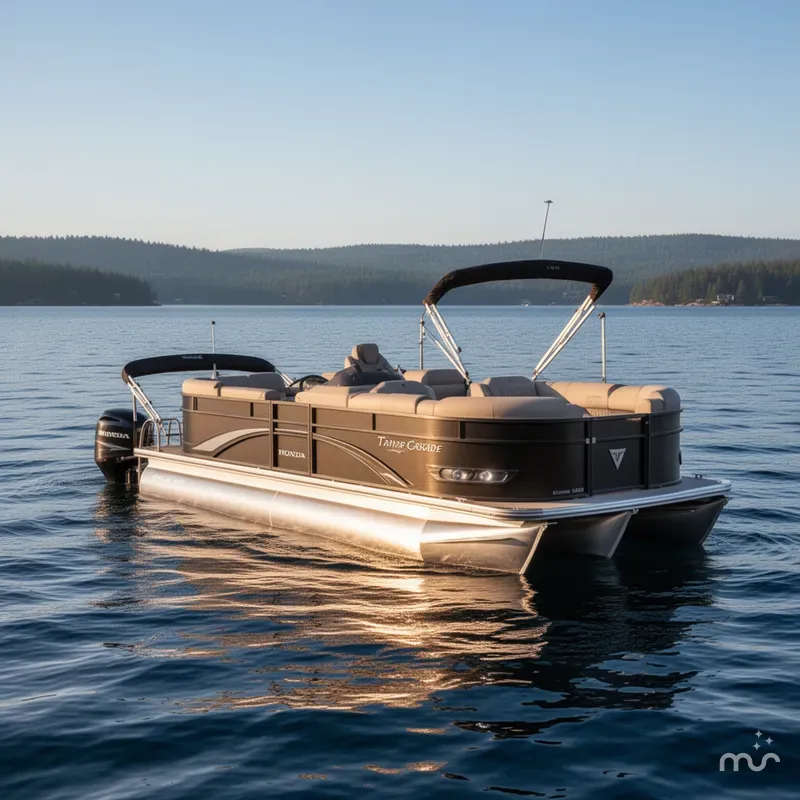 Slide: The Image of Tahoe Cascade 2385 Swingback Tritoon & Honda 4-Stroke EF 2025 - 0