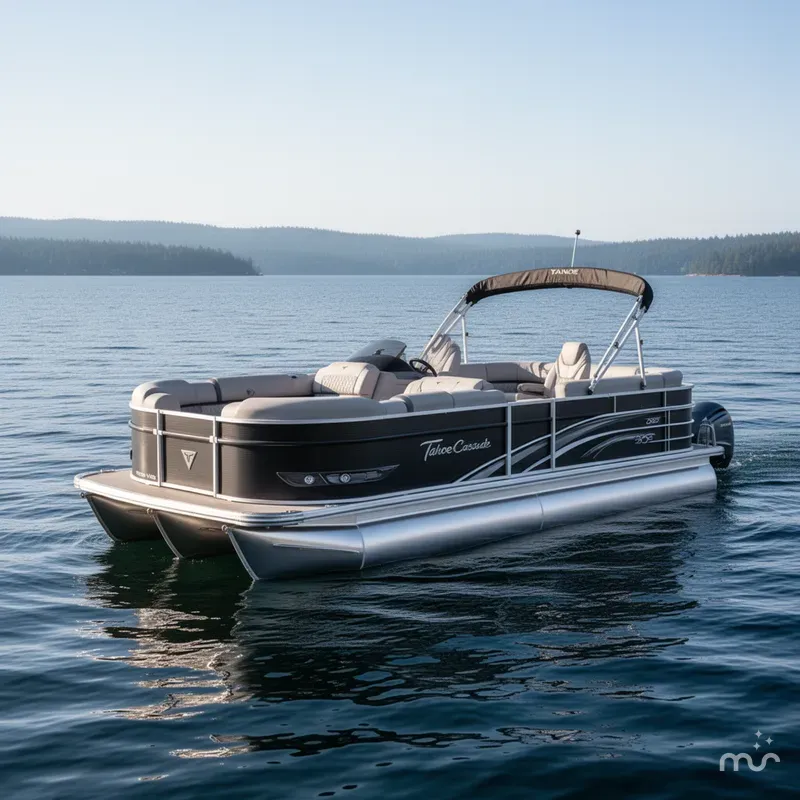 Slide: The Image of Tahoe Cascade 2385 Swingback Tritoon & Honda 4-Stroke EF 2025 - 2