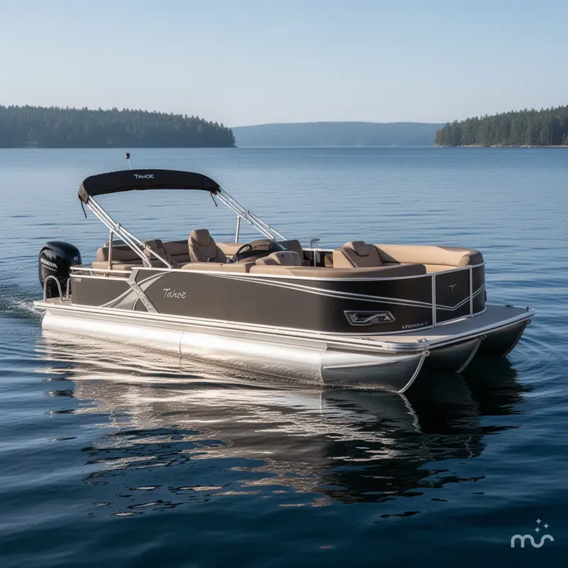Slide: The Image of Tahoe LTZ 2385 Quad Lounge Shift Flip Tritoon & Honda 4- 2025 - 2