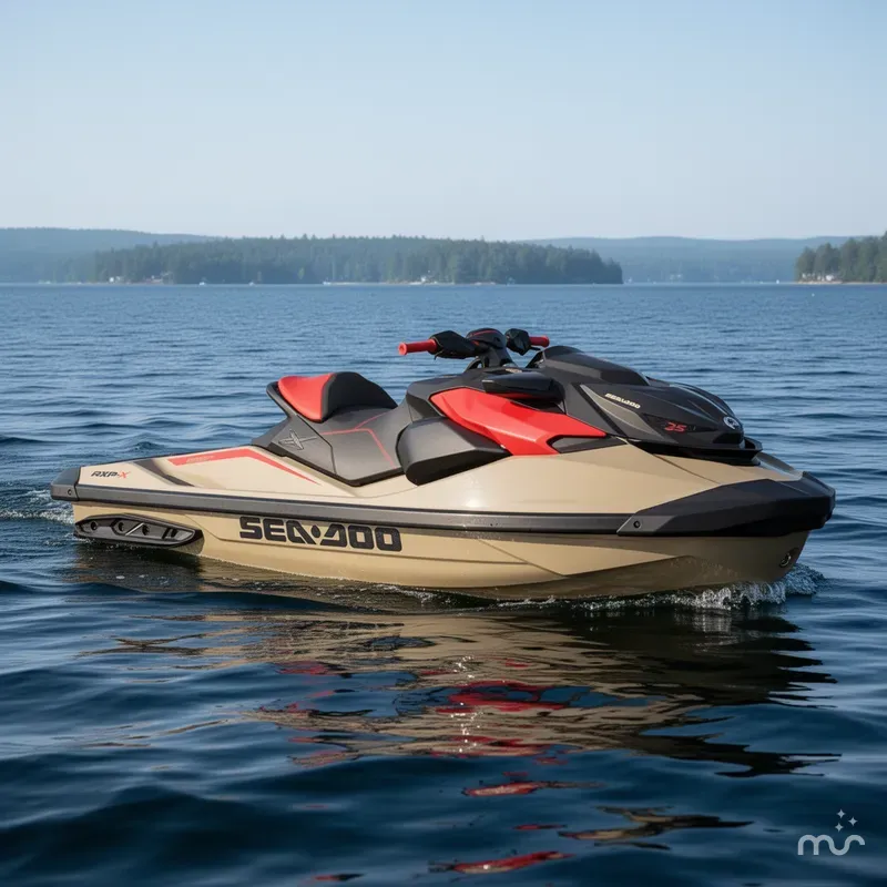 Slide: The Image of Sea-Doo RXP-X 325 Tech, BRP Premium A, iBR Metallic Tan / Lava Red 2025 - 0