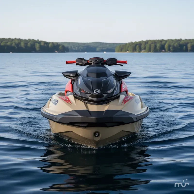 Slide: The Image of Sea-Doo RXP-X 325 Tech, BRP Premium A, iBR Metallic Tan / Lava Red 2025 - 1