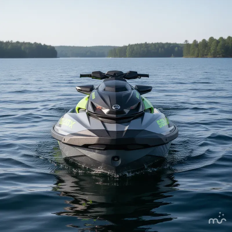 Slide: The Image of Sea-Doo RXP-X 325 Tech, BRP Premium A, iBR Ice Metal / Manta Green 2025 - 1