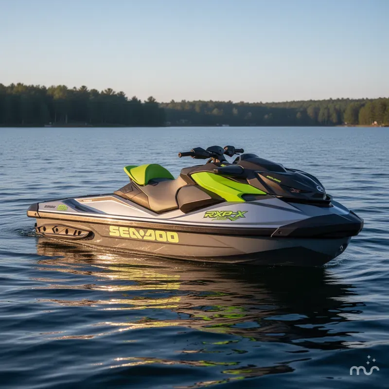 Slide: The Image of Sea-Doo RXP-X 325 Tech, BRP Premium A, iBR Ice Metal / Manta Green 2025 - 2