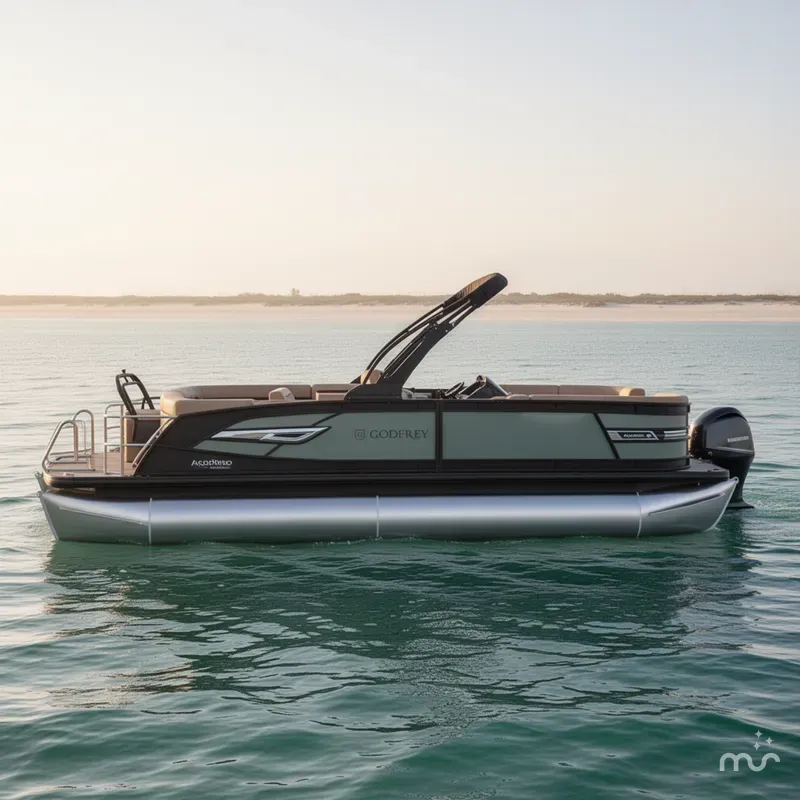 Slide: The Image of Godfrey AquaPatio 23' Flip Lounge Tritoon - 235 SFLC 2026 - 1