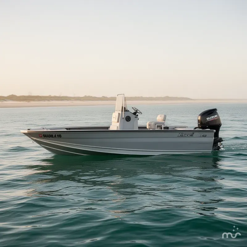 Slide: The Image of Excel Bay Pro 203 w/Suzuki 140HP Engine and Aluminum Trailer Included 2021 - 2