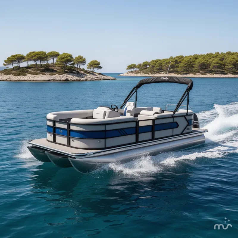 Slide: The Image of Bentley Pontoons Bolt 150HP 203 Tritoon $41995 2025 - 1